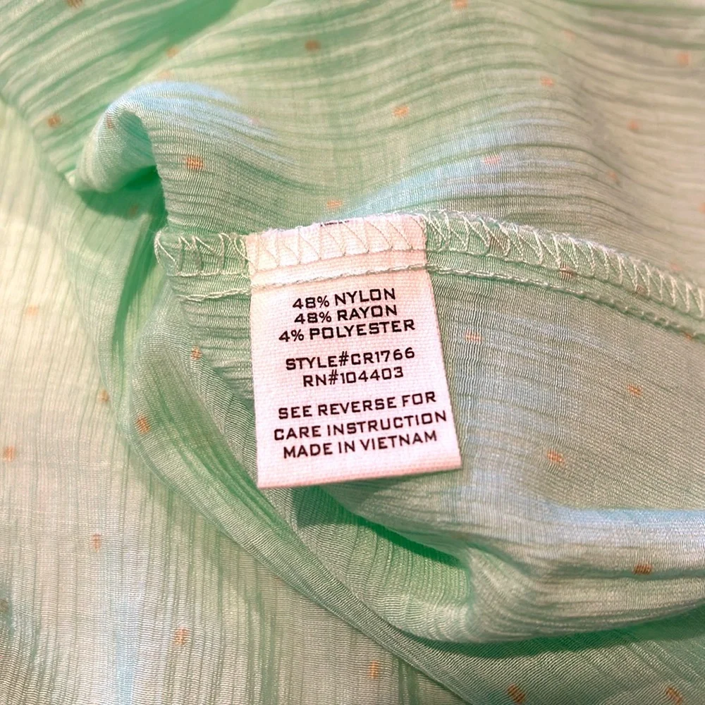 Anthropologie MINE Green Top Size Large Tie Back Brown Raised Dots New - Picture 5 of 8